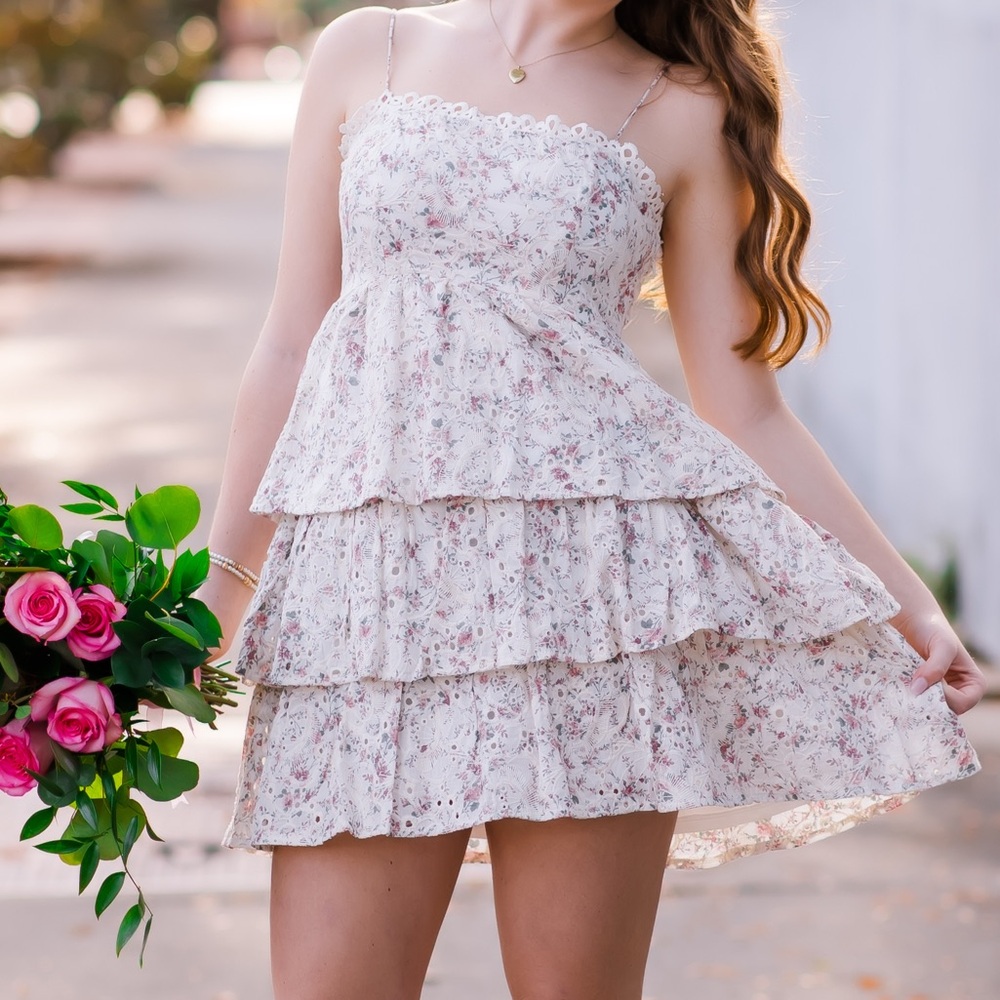 Altar'd State Cream Floral Tiered Kids Dress